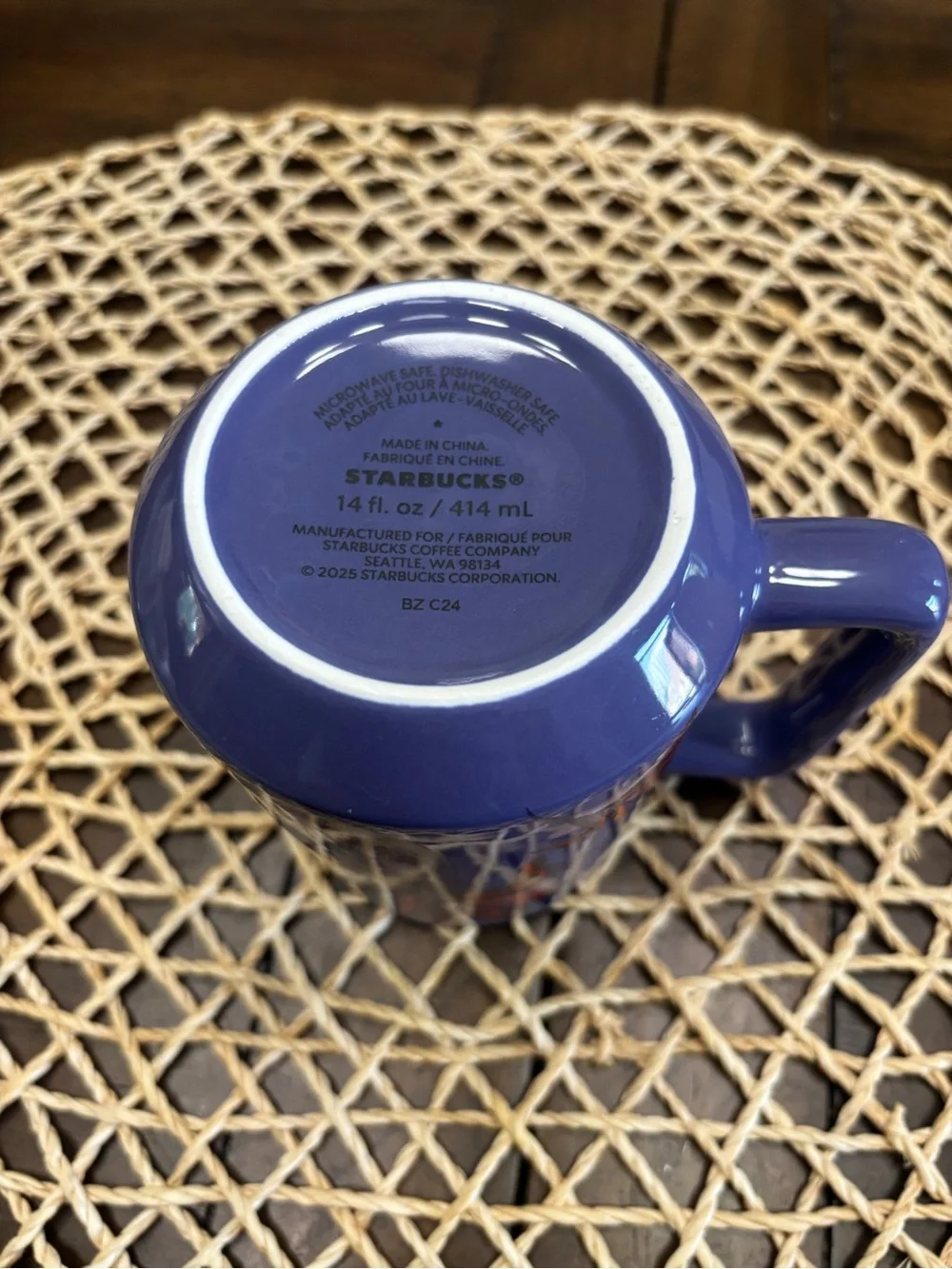 Starbucks ceramic purple and coral 14 ounce mug